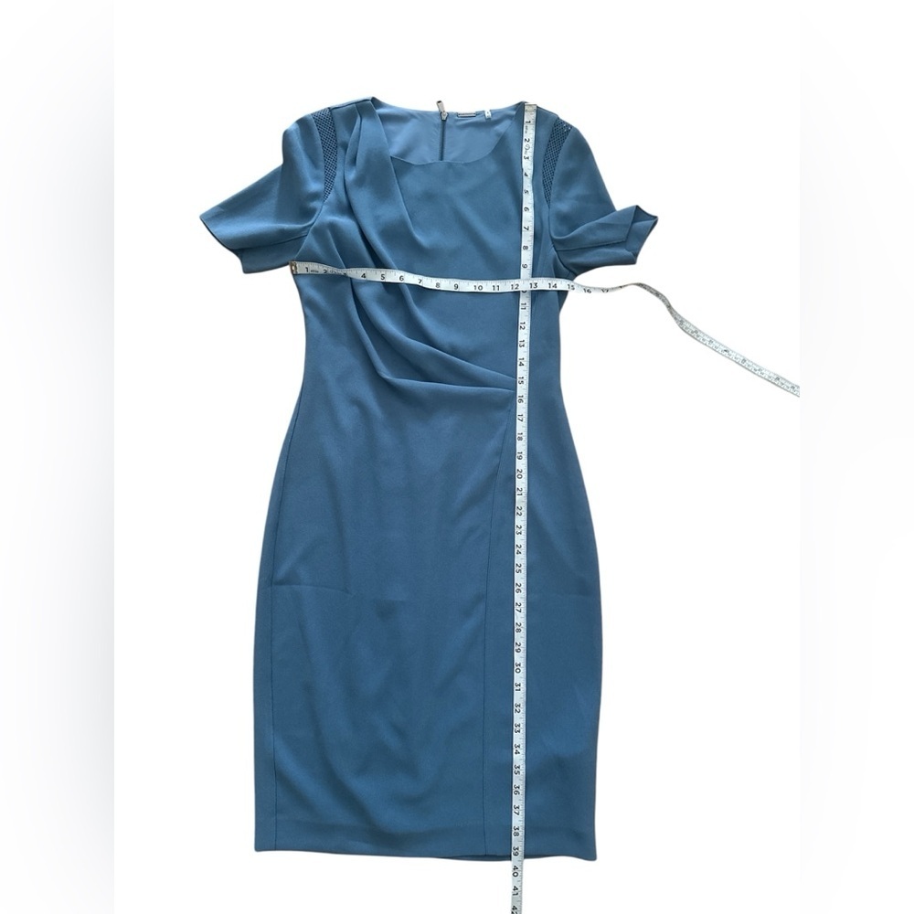 Elie Tahari Amymarie Short-Sleeve Dress Side Pleat S 4 Cornflower Blue - Picture 10 of 10